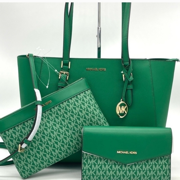 🔹️Michael Kors 🔹️Green Large Charlotte 3 in 1 Convertible Tote Bag ✨️💚 - Picture 3 of 12